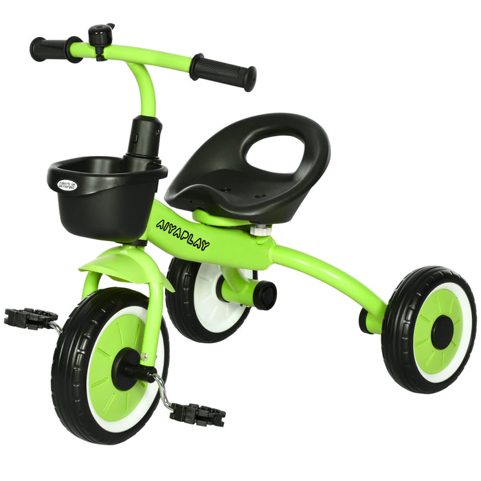Kids' Adjustable Trike - Tricycle with Seat, Basket, and Bell for Toddlers - Perfect for Ages 2-5 Years, Green