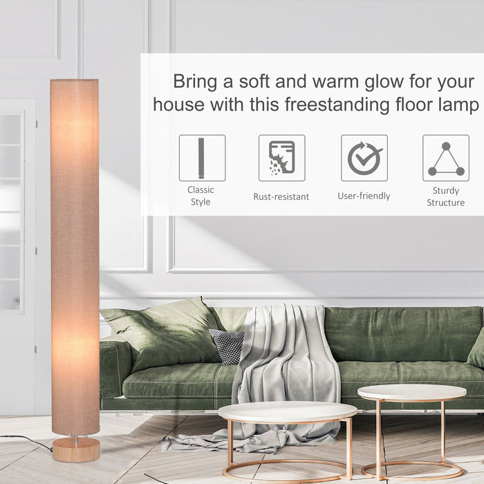 Modern 47" Wooden Floor Lamp with Beige Linen Shade - Elegant Lighting for Bedrooms, Studies, and Living Areas - 120cm Tall Cozy Illumination Solution