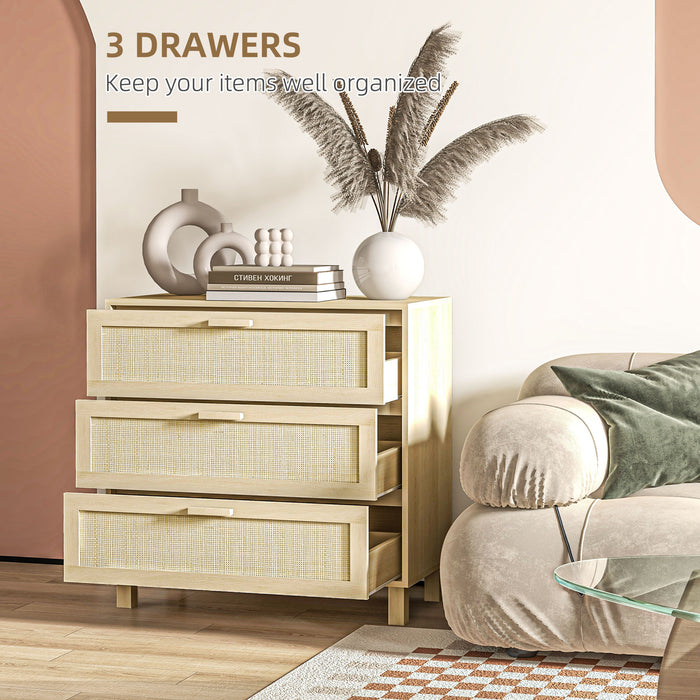 3-Drawer Organizer - Wooden Freestanding Storage Unit with Spacious Cabinets - Ideal for Home Decluttering & Organization