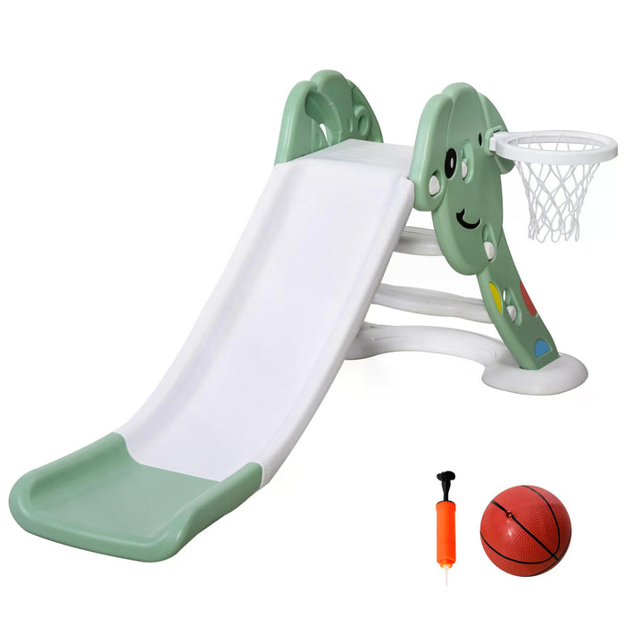 Toddler Climber and Slide Combo with Basketball Hoop - Freestanding Playground Set for Kids, 2-6 Years - Indoor & Outdoor Fun, Easy Assembly, Green