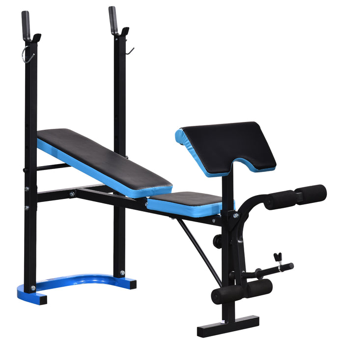 Multi-Purpose Adjustable Weight Bench with Leg Developer and Barbell Rack - Home Gym Lifting and Strength Training Station - Ideal for Full-Body Fitness and Weightlifting Enthusiasts