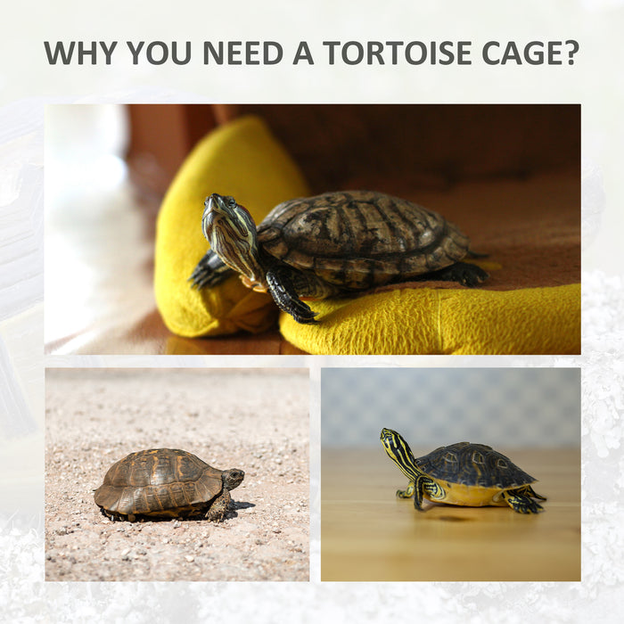 Wooden Tortoise Habitat - 94 cm Two-Room Turtle Terrarium for Small Reptiles, Natural Look - Ideal for Pet Safety and Comfort