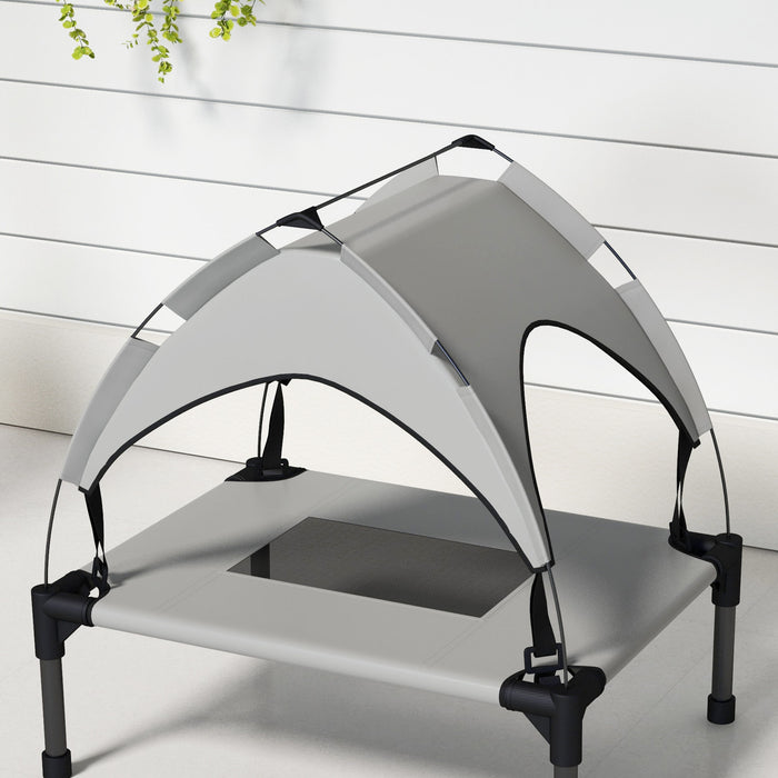 Elevated Cooling Dog Bed - Washable Breathable Mesh for Small Pets, 61x46x63cm - Comfort for Mini and Small Dogs in Light Grey