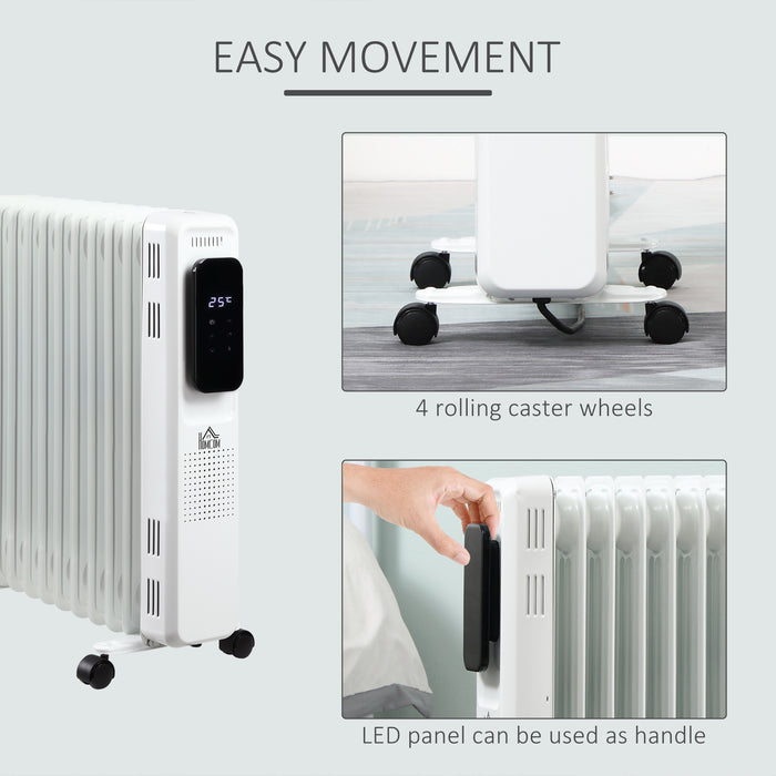 2720W Oil Filled Radiator Heater with LED Display - Portable 11-Fin Electric Heater with 24-Hr Timer & 3 Heat Settings - Perfect for Adjustable Indoor Temperature Control