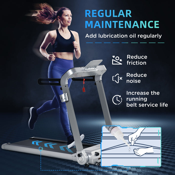Electric Treadmill with 15km/h Max Speed - 6-Level Quick Adjust, Foldable Design, LED Display, USB & Accessories Holder - Ideal for Home Cardio Workouts in Silver
