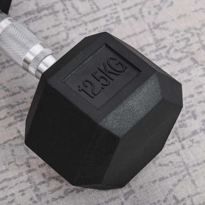 12.5KG Rubber Hex Dumbbell - Portable Hand Weight for Home Gym Workouts - Ideal for Fitness Enthusiasts
