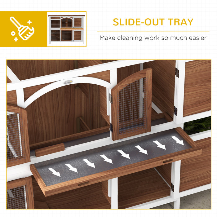 Wooden Double-Decker Animal Cage - Dual-Layer Hutch with Retractable Roof and Easy-Clean Tray - Ideal for Small Pets Comfort & Hygiene