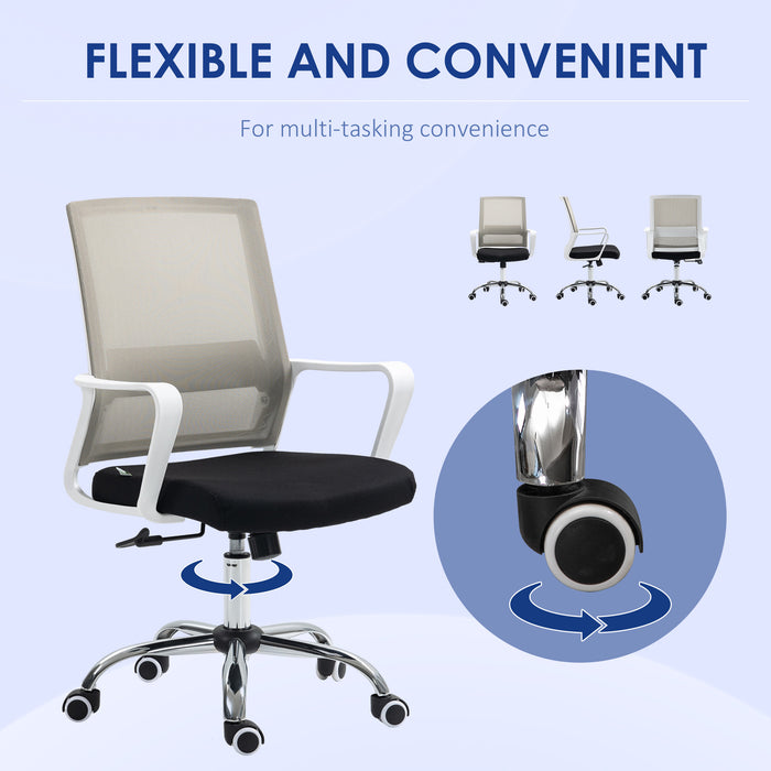 Ergonomic Mesh Desk Chair with Adjustable Armrests - Black Office Chair with 360° Swivel and Height Adjustment - Comfortable Seating for Work and Study