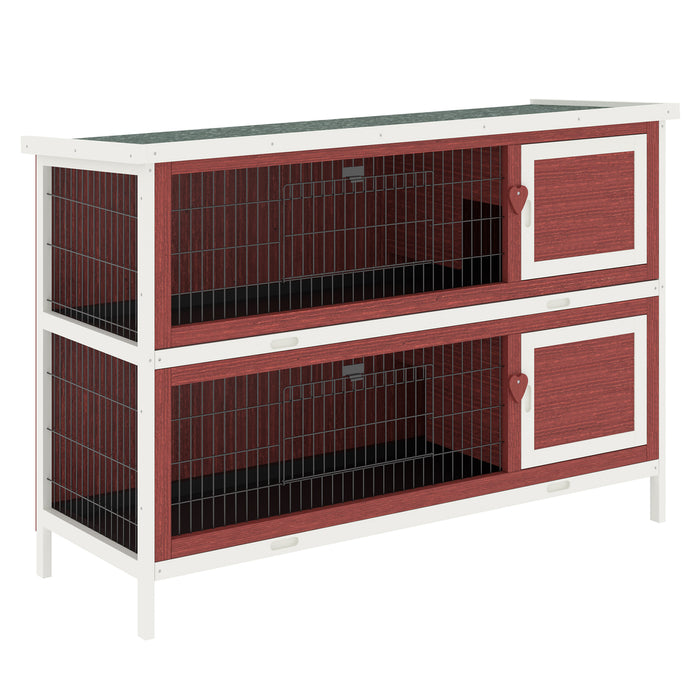 Wooden Double-Deck Rabbit Hutch - Spacious Indoor/Outdoor Guinea Pig, Ferret & Bunny Cage, 136.4x50x93 cm - Ideal Habitat for Small Pet Comfort and Safety