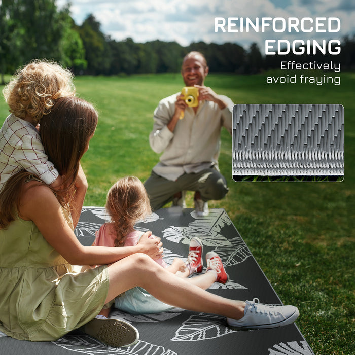 Reversible RV Outdoor Rug - Durable Plastic Straw Material, 182 x 274 cm in Grey & White with Carry Bag - Ideal for Camping, Patio, Picnic & Beach Use