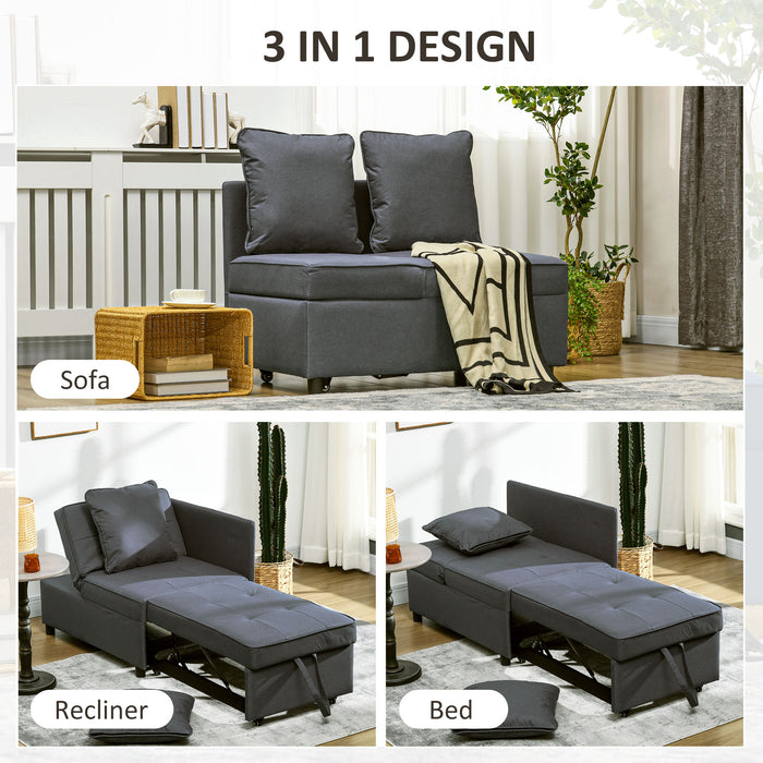 3-in-1 Convertible Sleeper Chair Bed - Thick Cushioned Loveseat Recliner with 5-Level Adjustable Backrest and Pillows - Versatile Furniture for Small Spaces or Guest Room