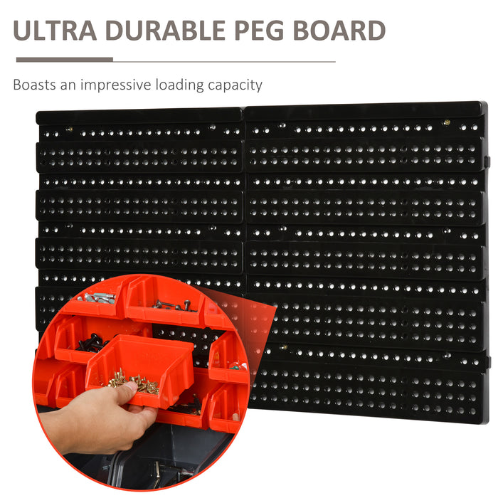 30-Slot PP Wall Organizer for Tools and Hardware - Versatile Red/Grey Storage Solution - Ideal for Workshop Organization and Clutter Reduction