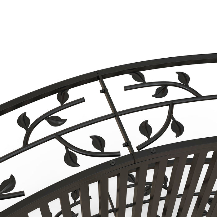Garden Bridge with Metal Vine Motif - 1.2M Length, Decorative Arch Design in Black - Enhances Outdoor Spaces & Walkways
