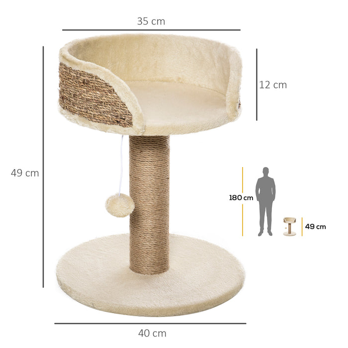 Basics Tower - Cat Tree with Bed, Scratching Post & Dangling Ball Perch - Ideal for Kitten Play & Lounge, Beige