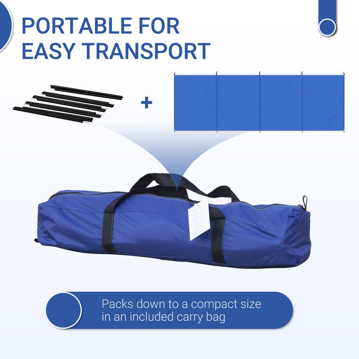 Foldable Portable Camping Windbreak with Steel Poles - Large 450cm x 150cm Beach Sun Shelter and Privacy Wall - Includes Carry Bag for Travel and Outdoor Activities