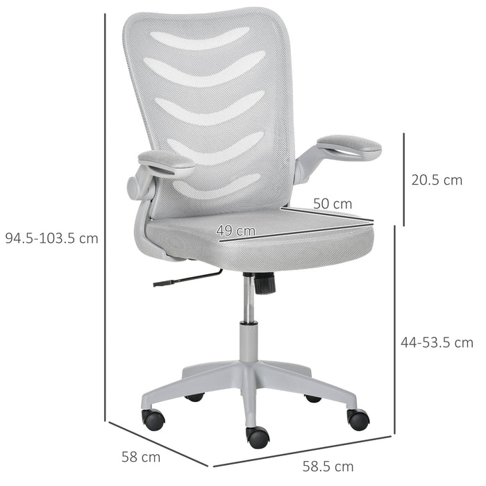 Ergonomic Swivel Mesh Chair with Lumbar Support - Flip-Up Arms and Adjustable Height Office Seating - Ideal for Home Desk Task and Comfort