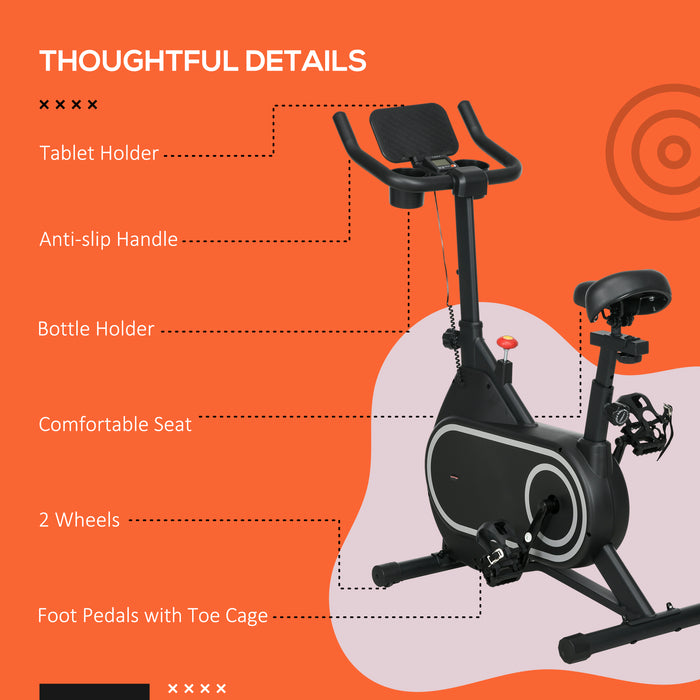 Magnetic Indoor Cycling Bike - Silent Flywheel Exercise Machine with LCD Display & Tablet Holder - Ideal for Home Cardio Workouts and Comfort Riding