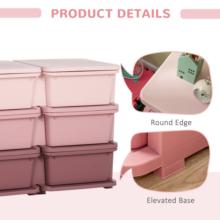 Kids Storage Organizer with 6 Drawers - 3-Tier Vertical Dresser Tower for Toys and Clothes - Space-Saving Storage Solution for Nursery, Playroom, and Kindergarten, Pink