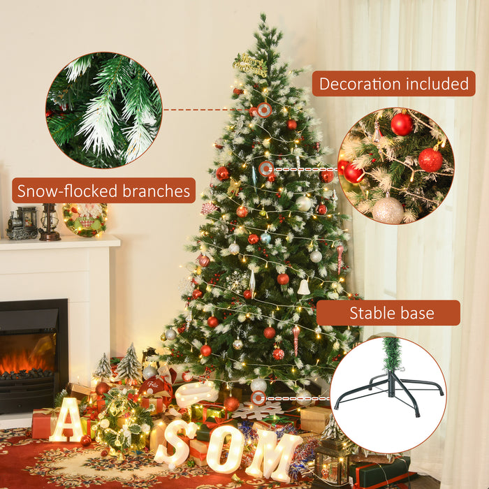 Snow-Flocked Pine Christmas Tree, 6ft with Red Berries - Easy Setup Artificial Holiday Decoration - Perfect for Festive Home Decor