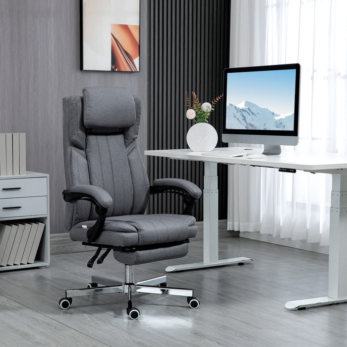 Ergonomic High Back Desk Chair with Headrest and Footrest - Executive Recliner Office Chair, Dark Grey - Ideal for Comfortable Working and Relaxation