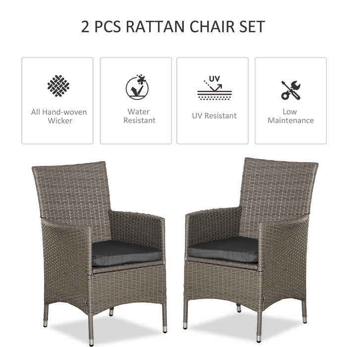 2-Seater Rattan Armchair - Outdoor Patio Dining Chair with Cushions and Armrests - Ideal for Garden Comfort and Entertaining Guests