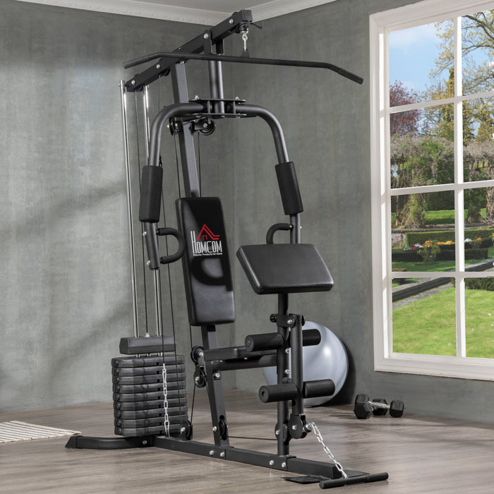 Multi-Exercise Gym Station with 45kg Integrated Weights - Full-Body Workout Home Fitness Equipment - Ideal for Strength Training and Muscle Building