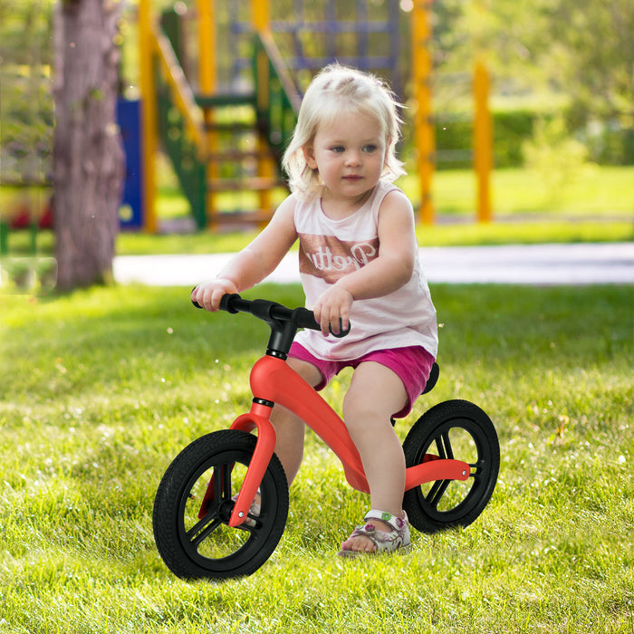 Kids Balance Bike with 12" Rubber Wheels - Lightweight, No-Pedal Training Bicycle for Toddlers - Adjustable Seat for Growing Children, Red