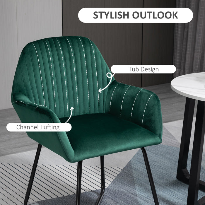 Velvet-Feel Green Armchairs - Set of 2 Modern Accent Chairs with Metal Base for Living Room - Stylish Seating Solution for Elegant Home Decor