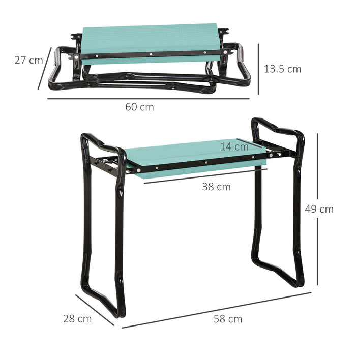 Foldable 2-in-1 Garden Kneeling Bench and Seat - Green Patio Kneeler Pad with Sturdy Support - Ideal for Gardeners and Outdoor Work