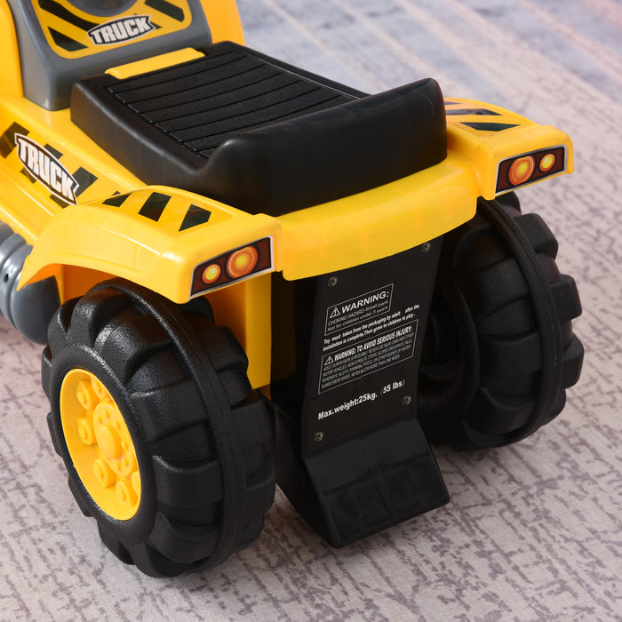 Kids' 4-in-1 HDPE Excavator Ride-On Truck in Yellow & Black - Multifunctional Playtime Vehicle with Scooping Bucket - Ideal for Enhancing Coordination Skills in Young Children