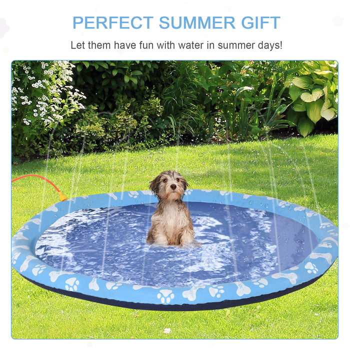 Pet Splash Sprinkler Play Mat - 170cm Non-Slip Water Game Pad for Dogs - Ideal for Cooling & Outdoor Backyard Fun