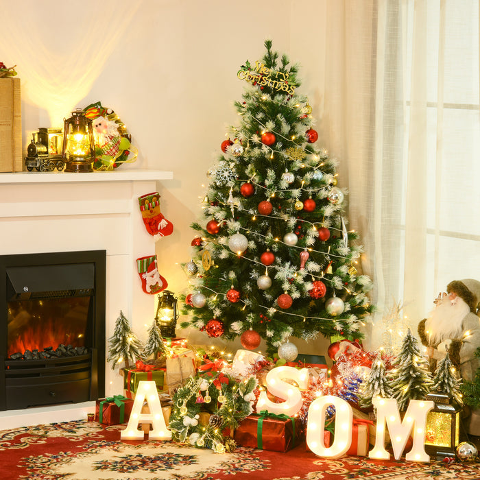 Artificial Snow-Flocked Pine Christmas Tree, 5ft with Red Berries - Festive Green Holiday Decor - Perfect for Home and Office Yuletide Celebrations
