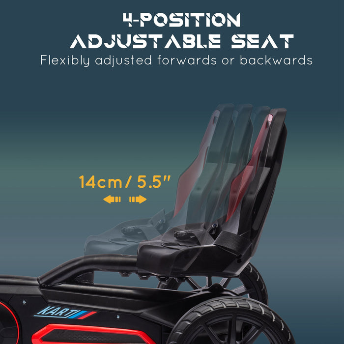 Kids Pedal Go Kart Racer - Adjustable Seat, EVA Tire Shock Absorption, Handbrake - Fun Riding Toy for Ages 3-8, Red
