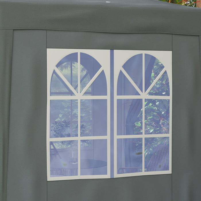 Garden Pop Up Gazebo Marquee - Outdoor Party Tent with Carrying Case, Removable Walls, and Windows, 2m x 2m, Grey - Ideal Shelter for Events and Gatherings