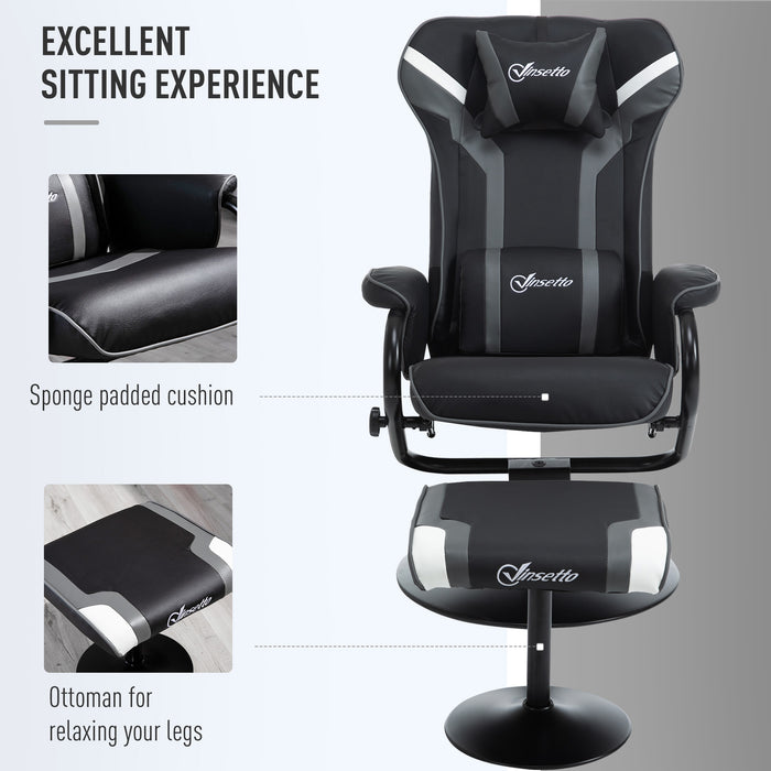 Racing Style Recliner Gaming Chair Set with Footrest - Ergonomic Video Game Seat with Headrest & Lumbar Support, Adjustable Backrest - Comfortable Gaming and Relaxation for Enthusiasts