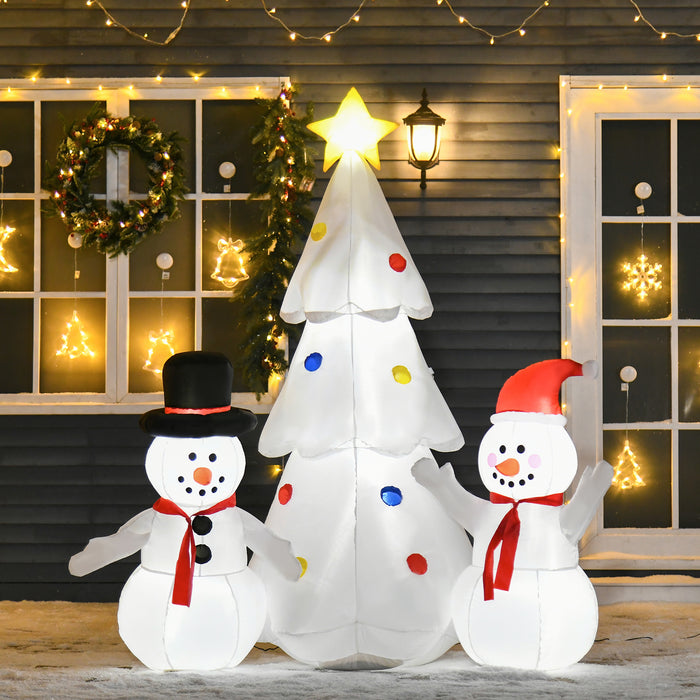 Inflatable Christmas Tree 1.9M with Star Topper and Snowmen - LED-Illuminated Holiday Display for Indoor & Outdoor Decor - Garden & Lawn Festive Ornament for Seasonal Celebrations
