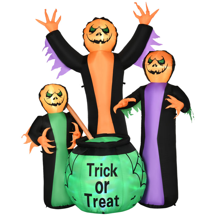 8ft Giant LED-Lit Halloween Inflatable - Outdoor Yard Decoration with Three Witches and Magical Pot - Perfect for Spooky Holiday Ambiance