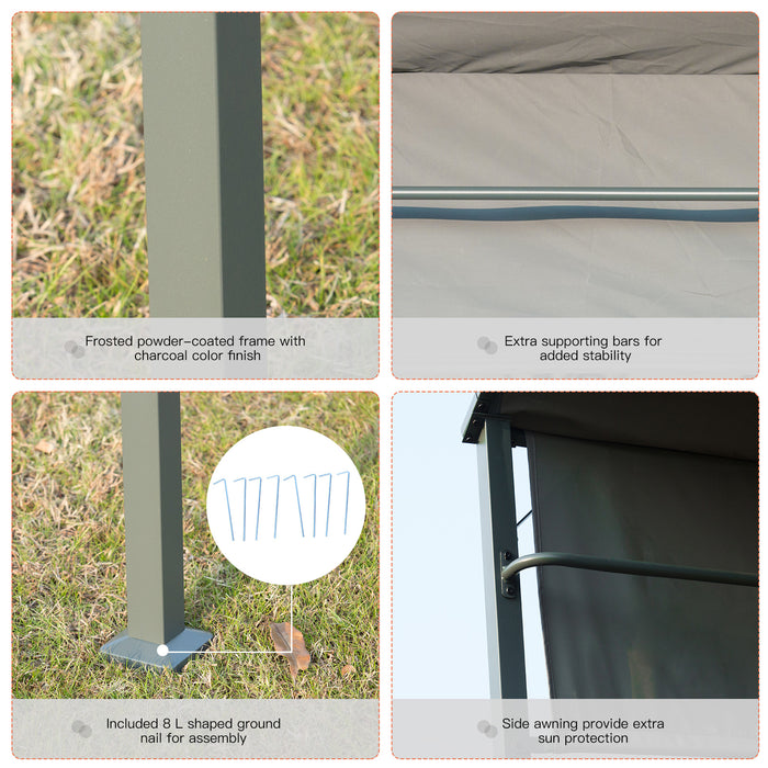 Outdoor BBQ Gazebo with Sturdy Metal Frame - Weather-Resistant Grey Canopy - Ideal for Grill Protection and Garden Parties
