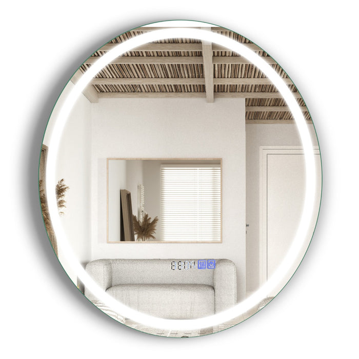 Round Wall Mounted Mirror - Featuring 3-Color Dimmable Lights - Perfect for Precision Grooming and Makeup Application