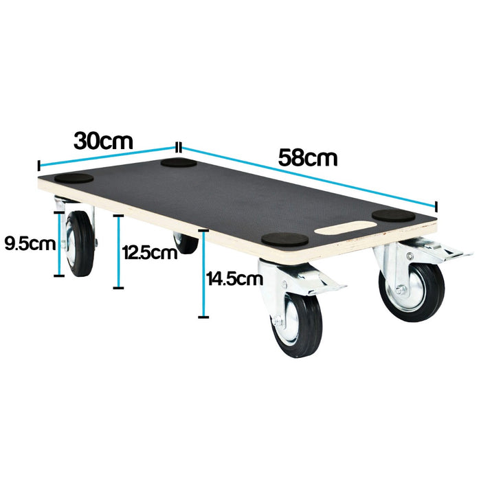 Heavy-Duty 4-Wheel Dolly - 58cm x 30cm Sturdy Transport Roller - Ideal for Moving Furniture and Large Loads