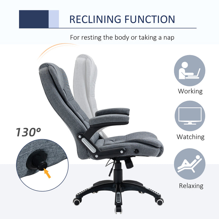 Ergonomic Swivel Chair with Armrests - Comfortable Adjustable & Reclining Office Desk Chair, Dark Grey - Ideal for Home Office and Long Working Hours