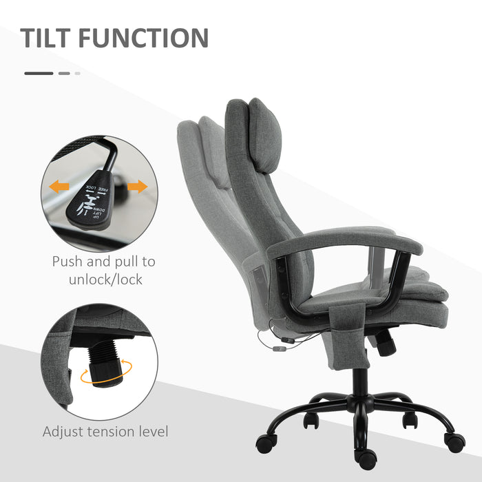 Ergonomic Linen-Textured Office Chair with 2-Point Massage - Adjustable Height, 360° Swivel, 5 Castor Wheels for Smooth Mobility - Ideal for Comfortable and Relaxing Executive Seating Experience