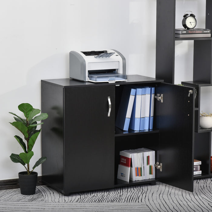 Locking 2-Tier Office Storage Cabinet with Feet - File Organizer with Melamine Coating and Aluminum Handles, Includes 2 Keys - Ideal for Secure Document Storage in a Stylish Black Finish