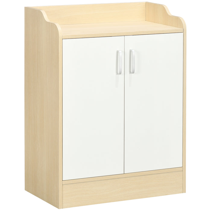 2-Door Modern Shoe Cabinet with 3 Shelves - Holds Up to 9 Pairs, Natural Wood Finish - Space-Efficient Storage for Hallways and Small Spaces