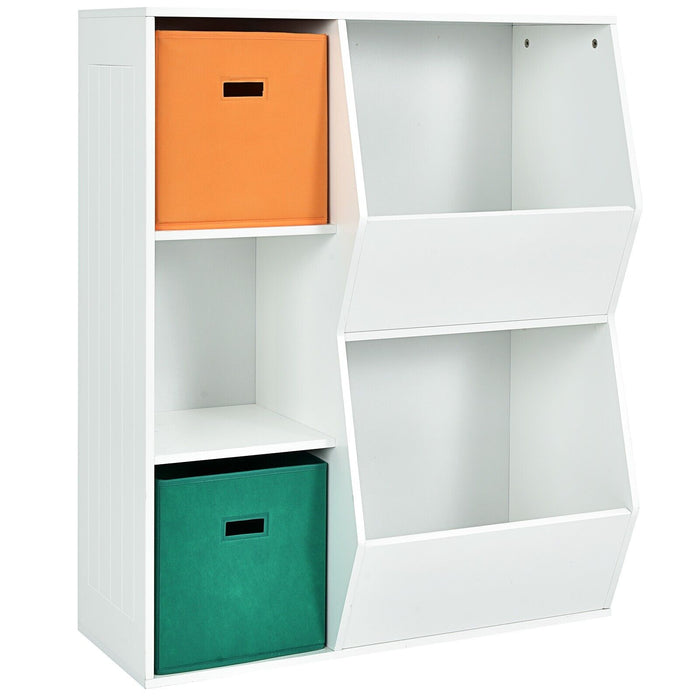 Kidspace - Modern Toy Storage Cabinet with Two Baskets in White - Ideal for Children's Room Organization