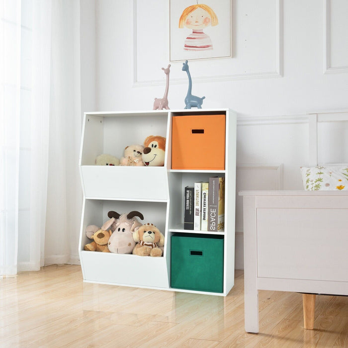 Kidspace - Modern Toy Storage Cabinet with Two Baskets in White - Ideal for Children's Room Organization