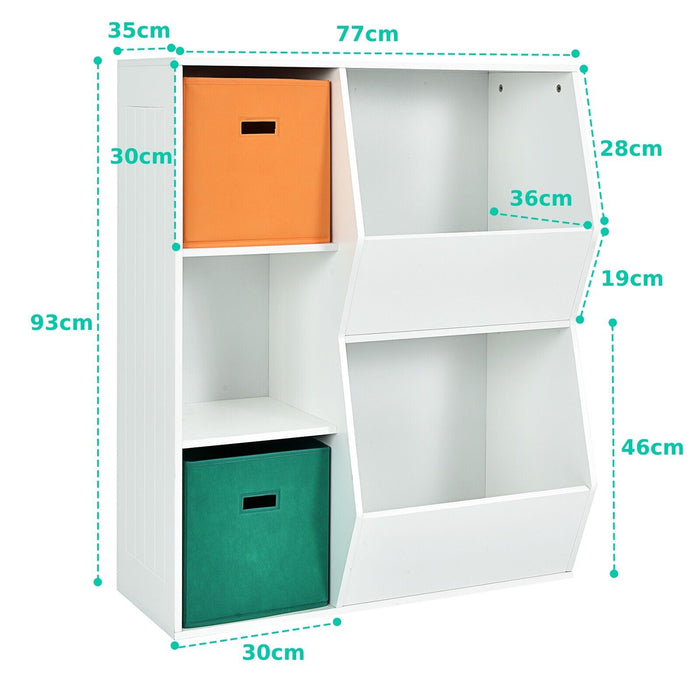 Kidspace - Modern Toy Storage Cabinet with Two Baskets in White - Ideal for Children's Room Organization