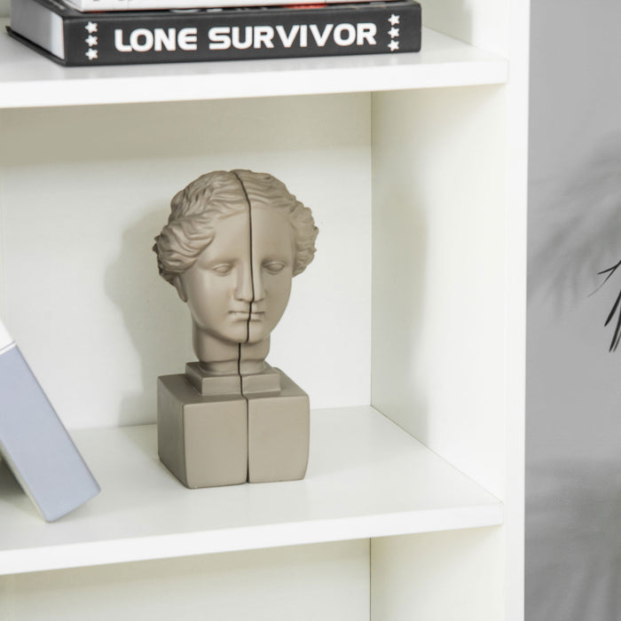 Modern White 2-Door Tall Bookcase with 4 Shelves - Contemporary Storage Cupboard and Display Unit for Living Room, Study, and Bedroom - Ideal Organizational Furniture for Home or Office