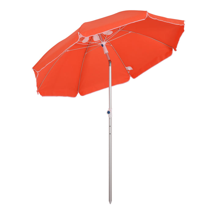 Arc 1.9m - Sturdy Beach Umbrella with Pointed Ground-Stake and Adjustable Tilt - Portable Sunshade for Outdoor Relaxation with Carry Bag, Vibrant Orange Color