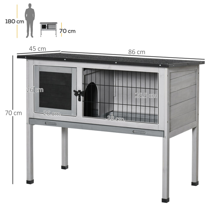 Rabbit Haven - Weatherproof Elevated Fir Wood Hutch in Grey - Perfect Outdoor Shelter for Bunnies